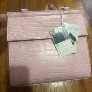 Modern Picnic Pink Croc-Embossed Vegan Leather Bag